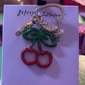 Betsey Johnson Glitter Cherry Keychain/Bag Charm